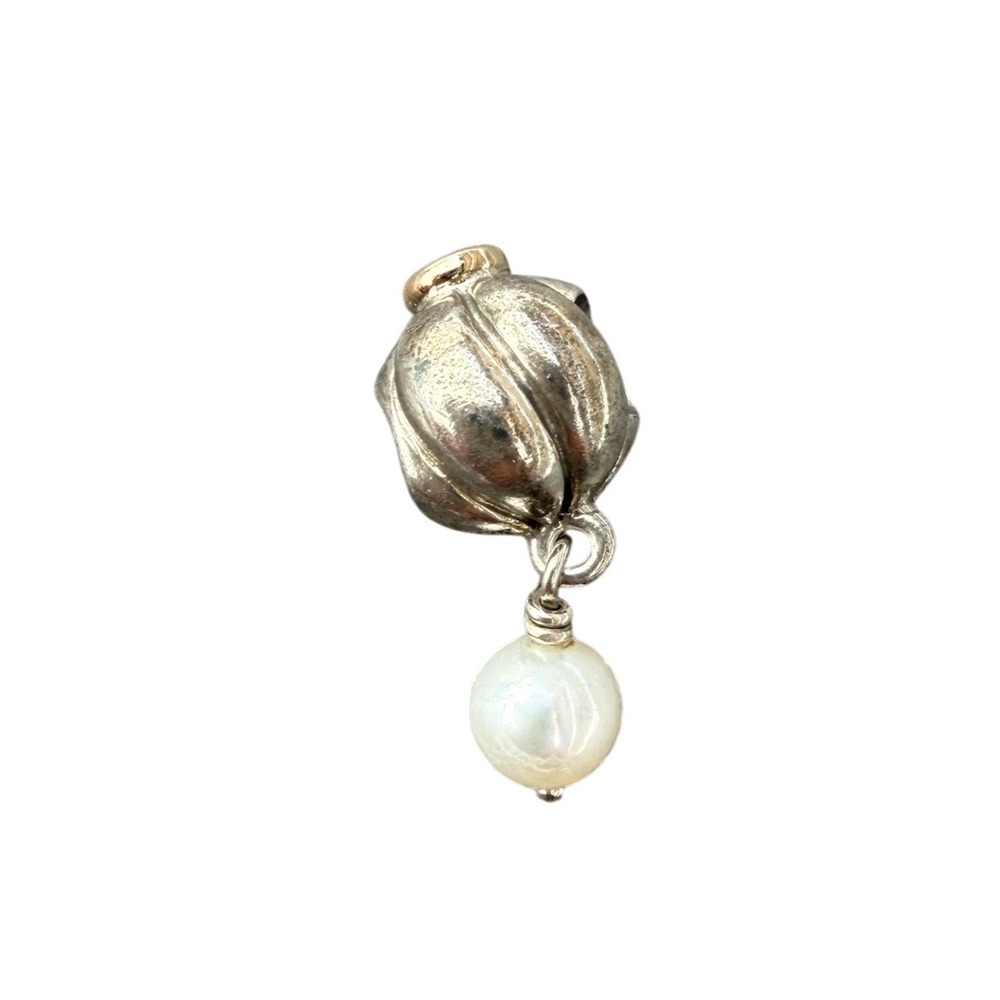 Pandora Pumpkin Charm Women OS Silver Pearl Dangle CZ ALE 925 Retired